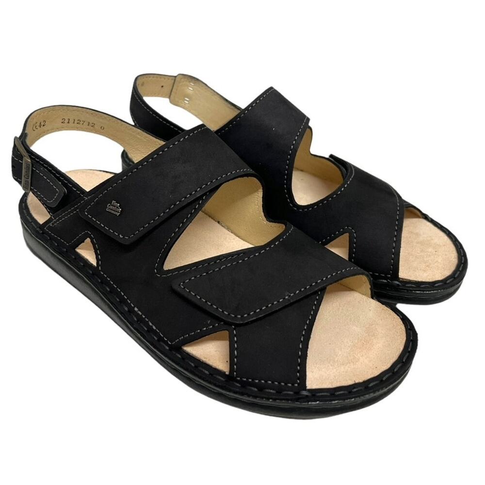 Finn Comfort Toro Soft Men's Sandal Black Nubuck Leather Sz 40 Made in Germany